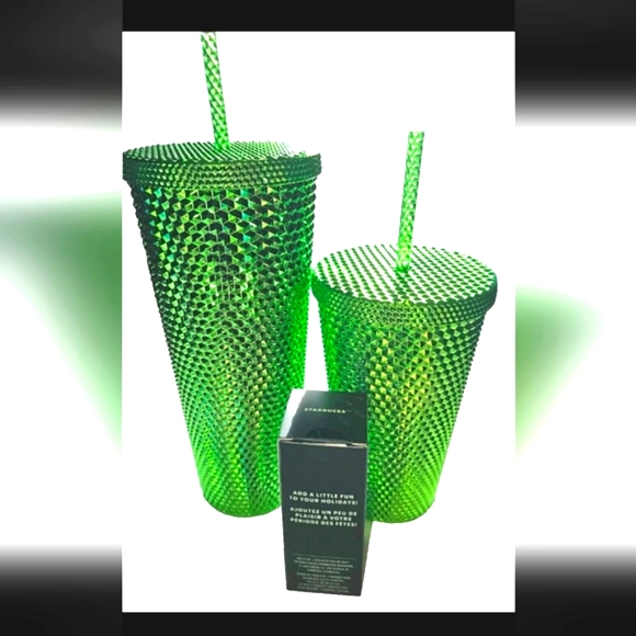 Starbucks Holiday Bling Green Studded Cold Cup 2023 Christmas Ornament Keychain - Picture 3 of 3